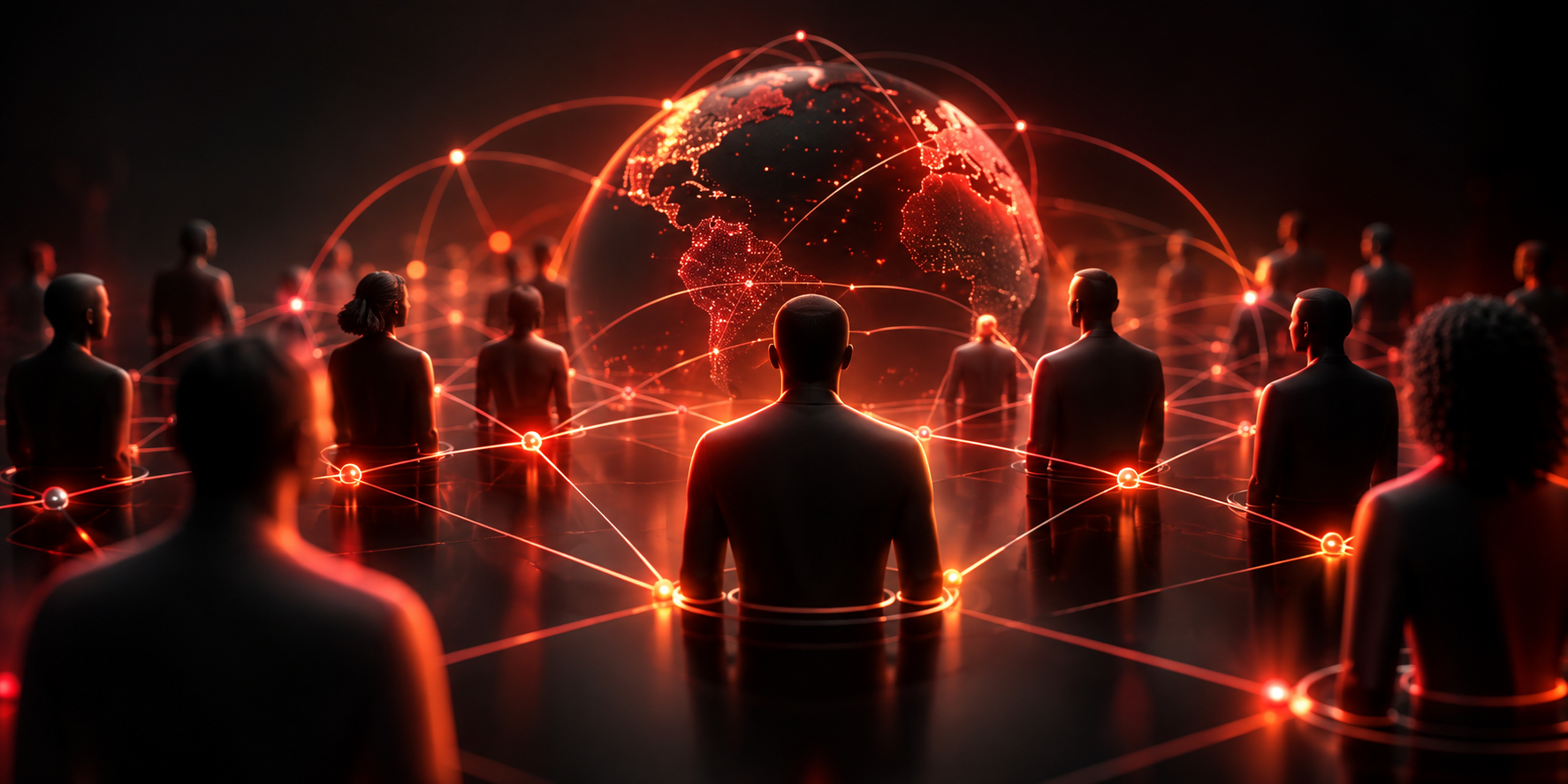 Pessoas conectadas por uma rede digital